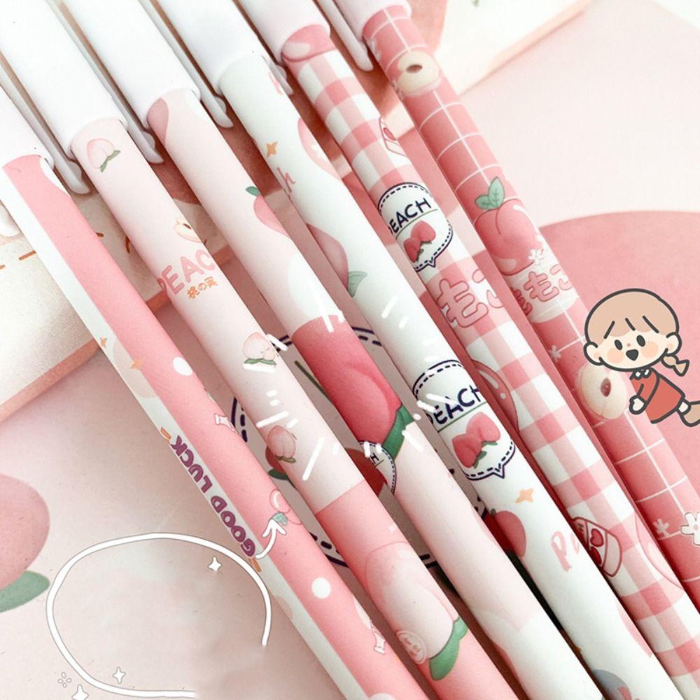 12PCS/Box 0.5mm Blue Ink Neutral Pen Bear Peach Astronaut Gel Pens Writing Tools  Students Gift