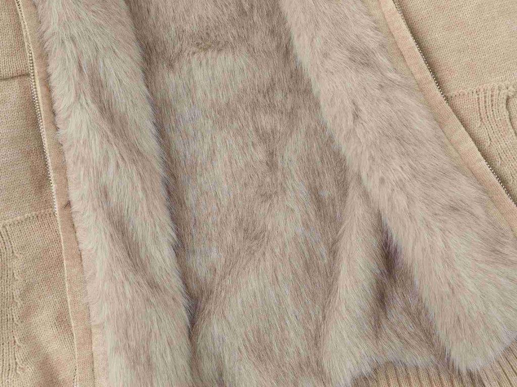 2026 Höst/Vinter Herrarbetsklädesstil Ståkrage Blixtlås Cardigan med Pälskrage