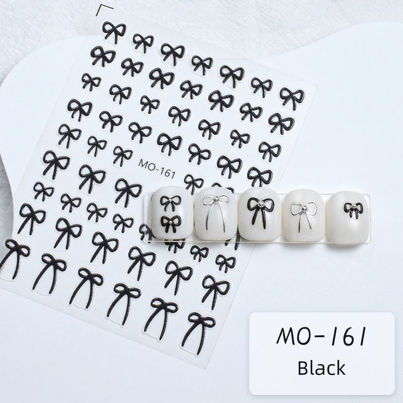 

Bows Nail Art Stickers Black and White Decorations Bright Crystal TZ433-MO161 black embossed Bows