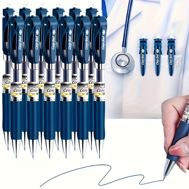 12 Stück Blaue Gel-Stifte, Entwickelt für Ärzte und Krankenschwestern - 0,5 mm Schnelltrocknend Glatt Weicher Griff, Enthält 2 und 10 Ersatzminen