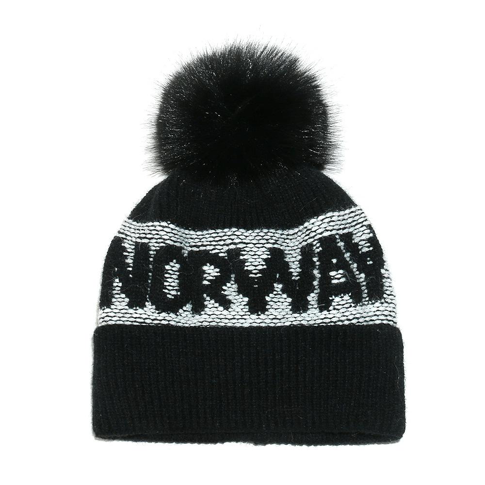 2025 Autumn and Winter Wool Hat NORWAY Letter Jacquard Warm Cold Hat Outdoor Cycling Ski Hat Fleece Knitted Hat