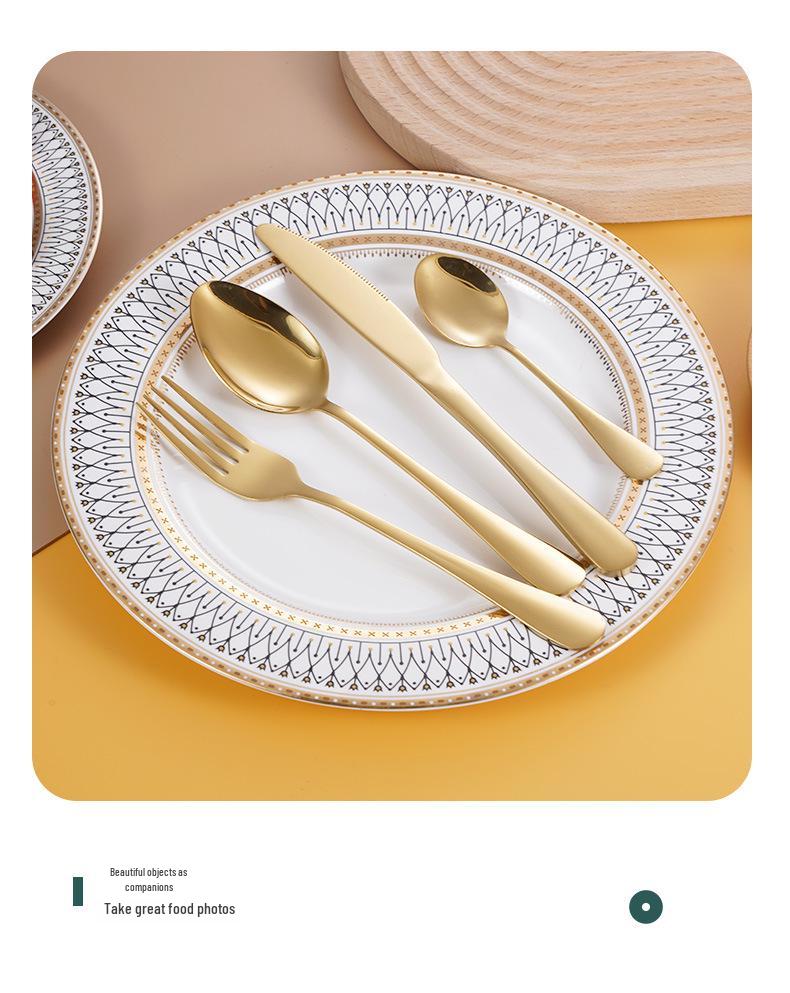 24-Piece Stainless Steel Cutlery Set: Steak Knife, Fork, Spoon & Dessert Spoon