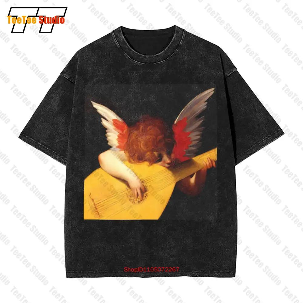 Musical Angel Rosso Fiorentino Painting Vintage Oversized TShirt Art SIE S