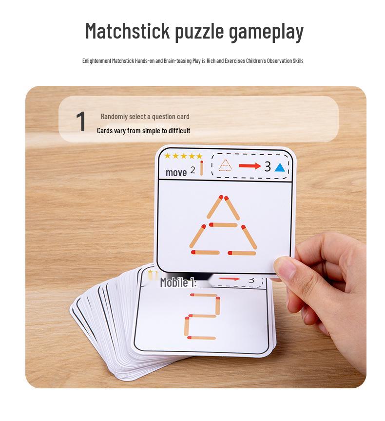 Classic Wooden Matchstick Puzzle: Educational Toy for Children's Math and Logic Training