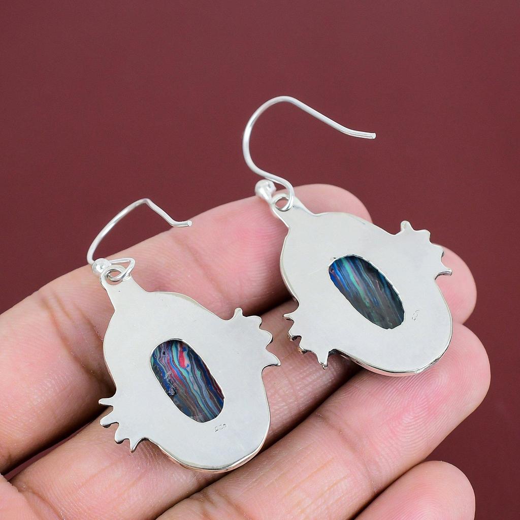 Rainbow Calsilica Earring 925 Sterling Silver Earring Handmade Earrings Unique Style Jewelry Gemstone Earring Gifts For Her Designer Jewelry