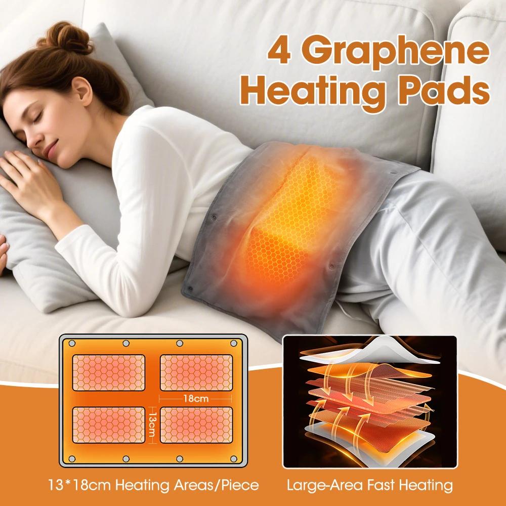 USB 5V/2A Hand Warmer Graphene 3 Gears Warming Hand Pillow Electric Heating Belly Winter Washable Soft Thermal Heated Bag
