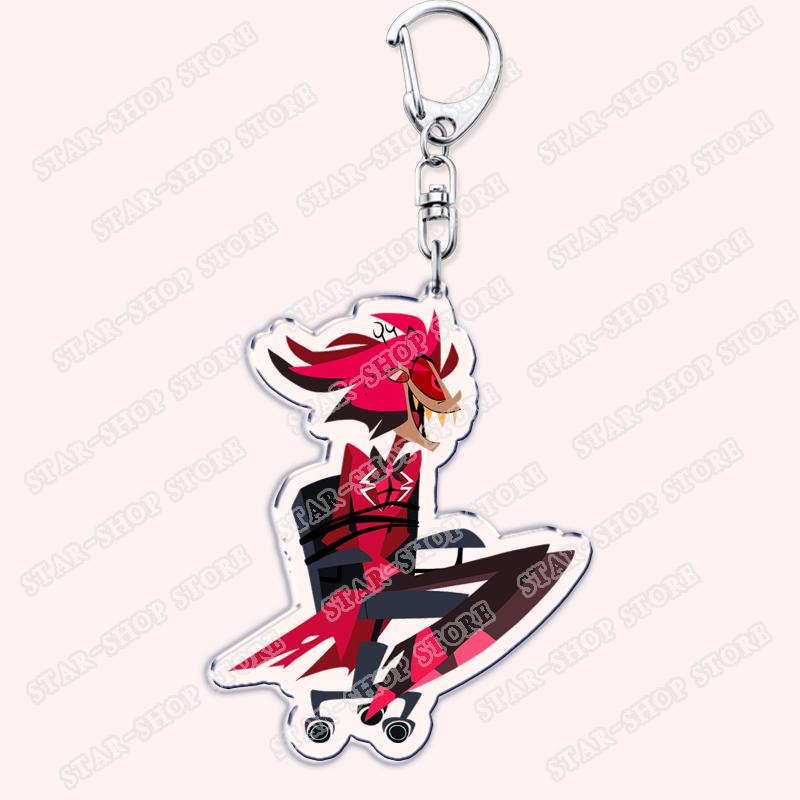 Heiß Populär Anime Cartoon Dämon Figur Schlüsselanhänger für Zubehör Tasche Angel Dust Schlüsselanhänger Ring Schlüsselring Schmuck Fans Freunde Geschenke