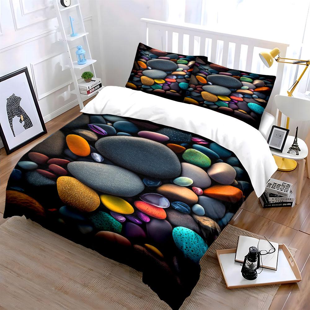 Colorful, smooth pebble pattern. Bedding sets Duvet cover sets Duvet covers Pillowcases(1 * Duvet Cover 2 * Pillowcases without duvet insert)