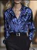 European & American Women's Fashion Abstract Animal Print Satin Slimming Long-Sleeved Shirt, Cross2025 Collection