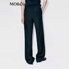 MO&Co. Women's Merino Wool Drawstring High-Waisted Straight Trousers