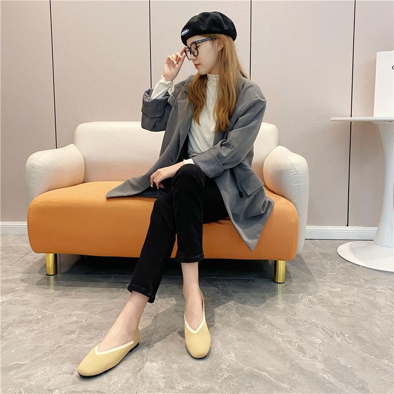 Women's board shoes flat shoes super cute sweet cute cat and dog color fashion with round head shallow mouth tide shoes