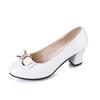 Rhinestone High Heels Women's 2025 Autumn New Round Head Shallow Mouth Bow Single Shoes Thick Heel Versatile Professional Women's Shoes