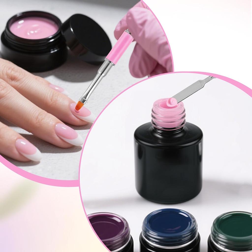 3PCS Nail Brushes for Builder Gel,Double-Ended Hard Gel Brushes for Nails, Gels Builder Brush, for Salons and DIY, Nail Extension, UV Gels, Nails