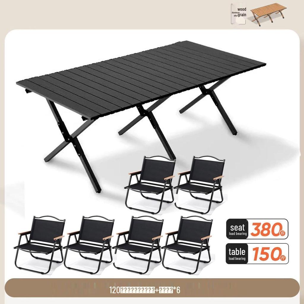 Collapsible Metal Table and Chair Set for Outdoor Use - Ideal for Camping, Patio, Night Markets, and Street Vending