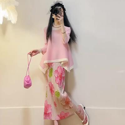 Half Length Skirt, Western-style, Explosive Summer Fashion, Age Reducing Two-piece Set for Women In Summer
