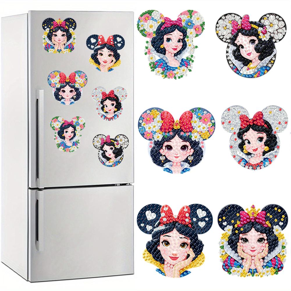 6Pcs Snow White Series Diamond Art Fridge Magnet Diamond Painting Refrigerator Magnet DIY Fridge Stickers for Fridge Whiteboards