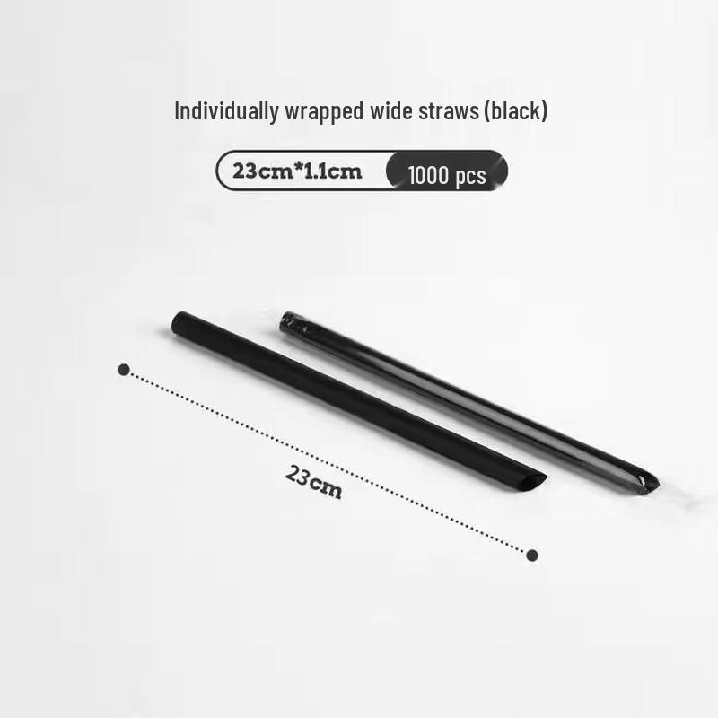 Handun Individually Wrapped Thick Black Plastic Straws