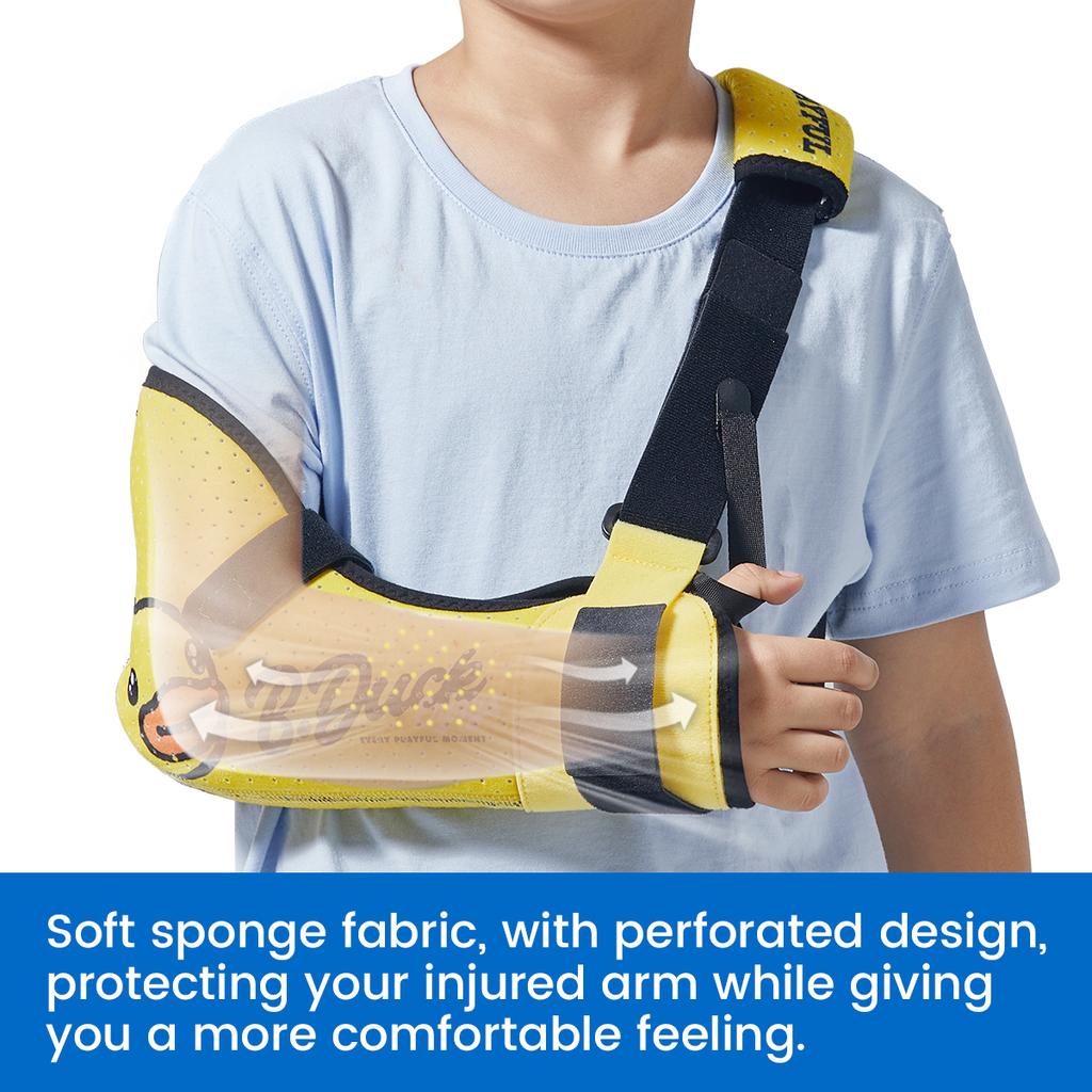 Velpeau Kinder Armschlinge Schulterimmobilisator mit Hüftgurt, Schwammgefülltes Design, Armstützorthese für Kinder, Jungen, Mädchen