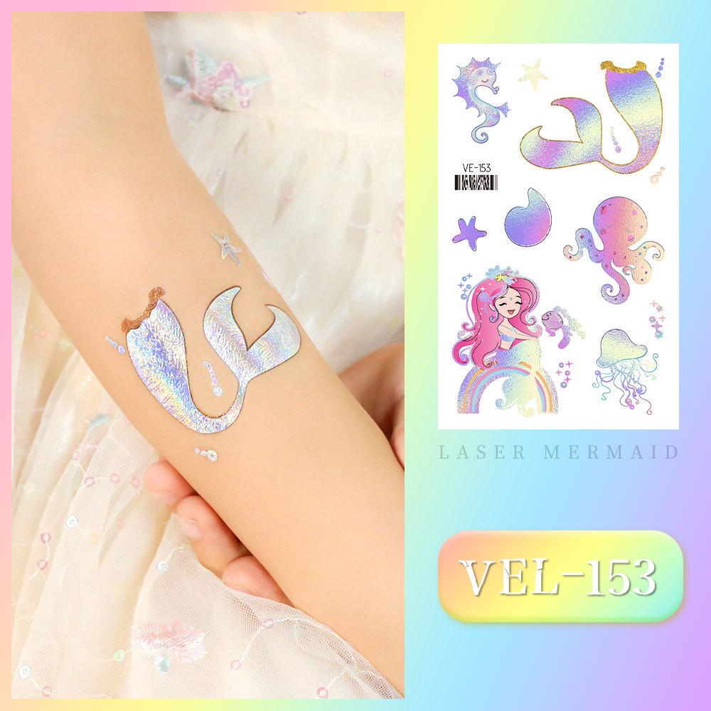Waterproof Kids' Cartoon Tattoo Stickers: Princess, Butterfly & Mermaid Series