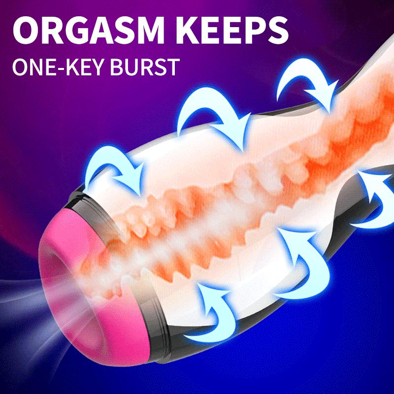 Sexspielzeug für Erwachsene, automatischer, beheizbarer Vaginal-Masturbationsbecher mit Saugnapf für echten Blowjob, männliches Masturbator-Spielzeug