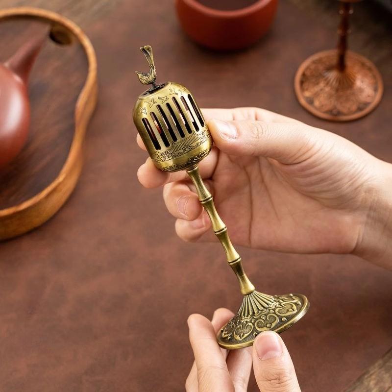 

Brass/Red Copper Magpie Palace Lamp Incense Burner Small Incense Tapered Incense Censer Desk Decoration Home Indoor Censer латунний