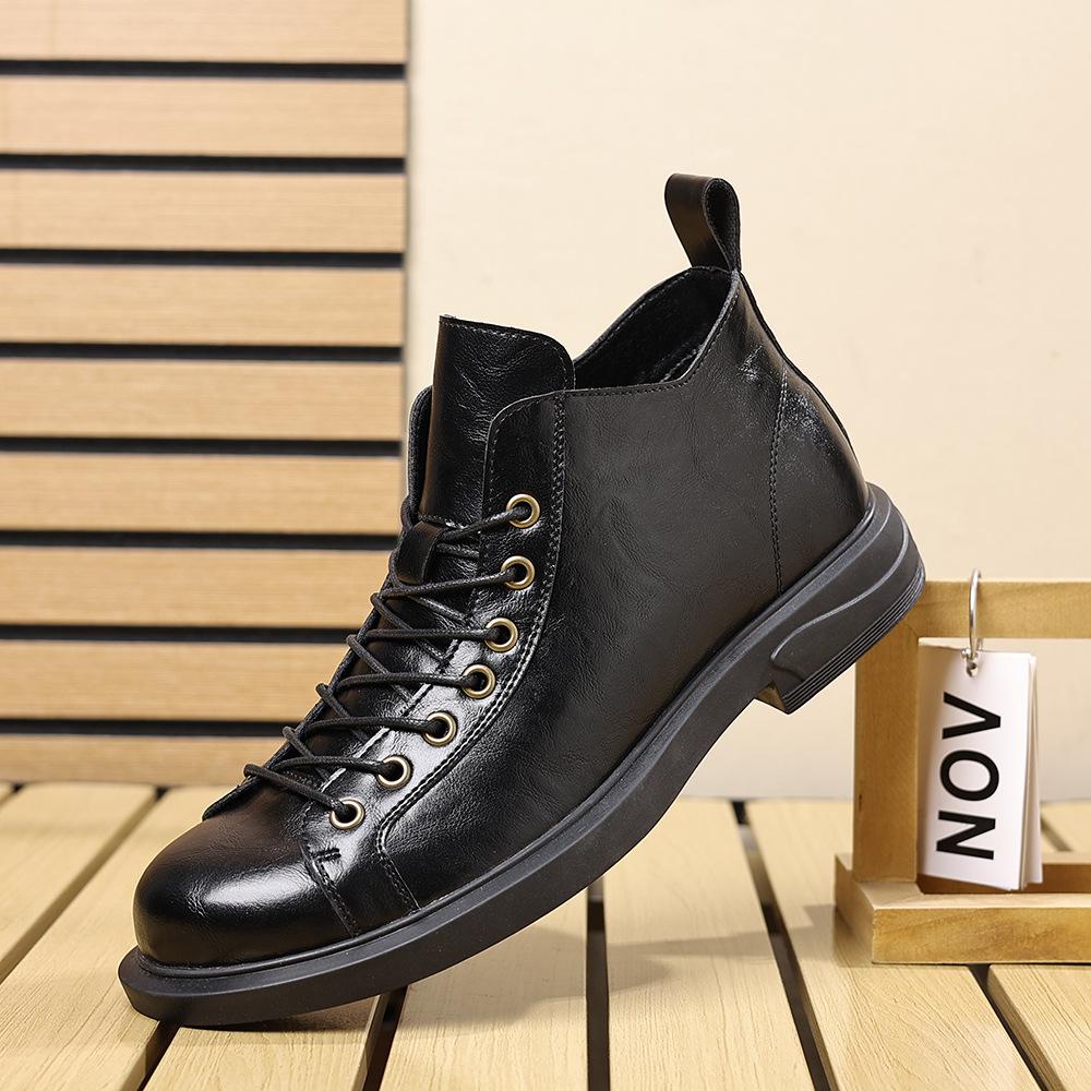 Low Top British Style Work Boots for Men Retro Fashion Casual Ankle Boots Male Spring Autumn New Designer Leather Shoes Man