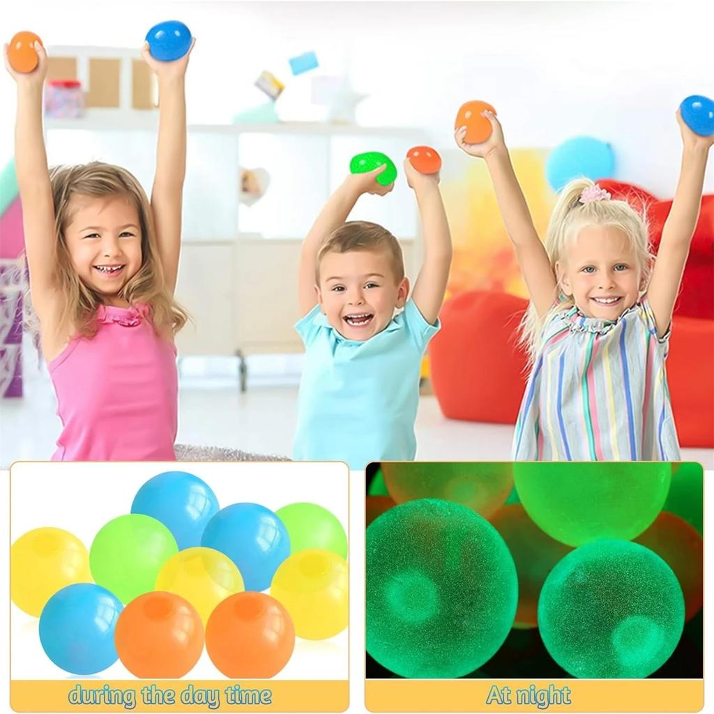 1/5/6 Bucăți Bile Lipicioase Strălucitoare în Întuneric Jucării Squishy pentru Ameliorarea Stresului Jucării Distractive Fidget Jucării Senzoriale pentru Decompresie pentru Copii și Adulți