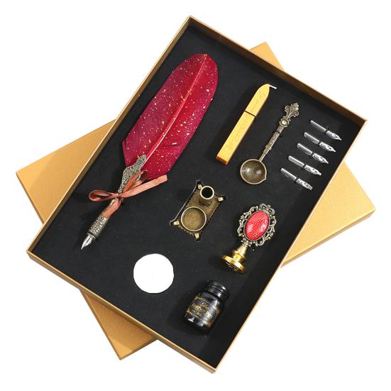 1 sada brků Sada pěkně vypadající smysluplná nerezová ocel hladká psací pera s inkoustem Sada psacích potřeb