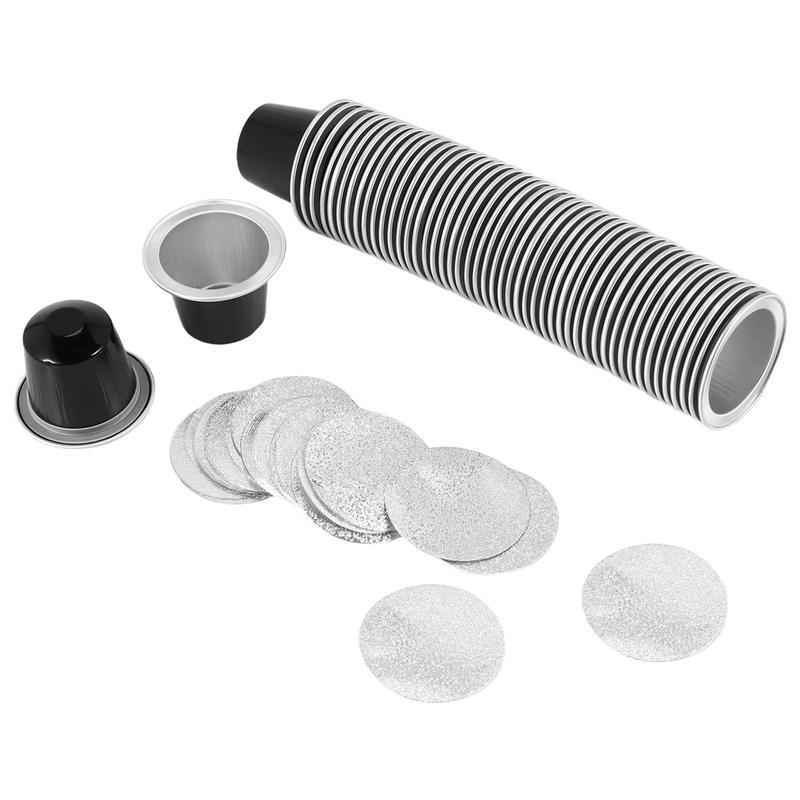 Trendy! 50Sets Refillable Coffee Capsules Cup Disposable Coffee Capsules Packaging Cafe Supplies for Nespresso Black