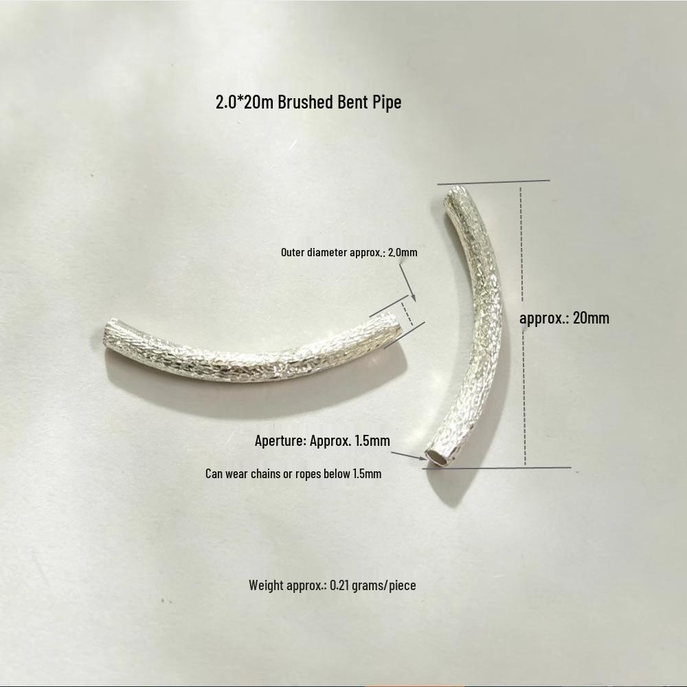 Handmade 925 Silver Curved Tube Beads for Stringing Bracelets