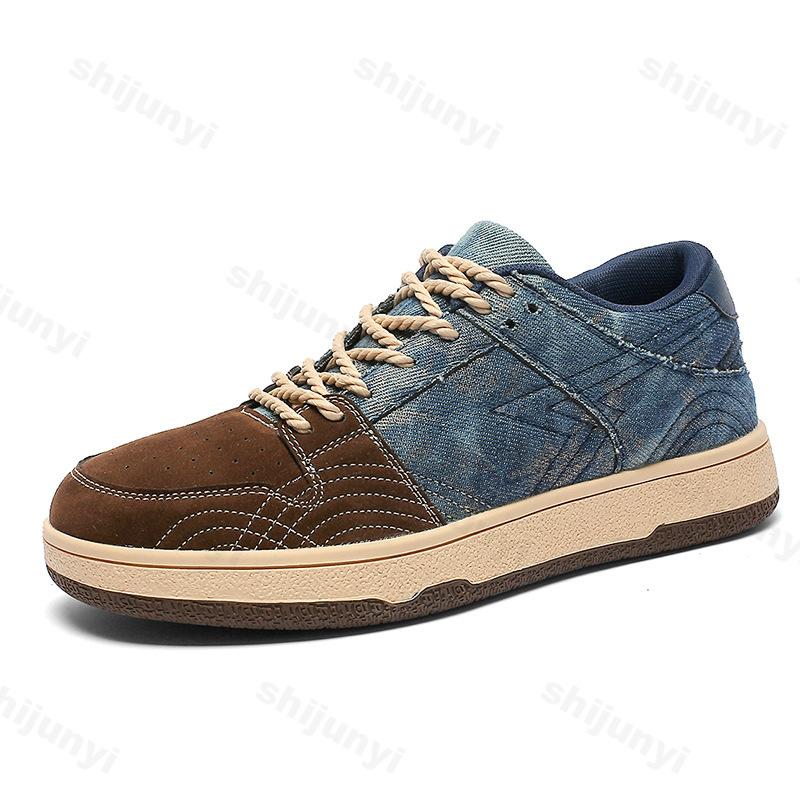 

Осенние низкие кеды в стиле color block для мужчин Fashi, универсальные, удобные, противоскользящие, на шнуровке, на платформе 39 синий