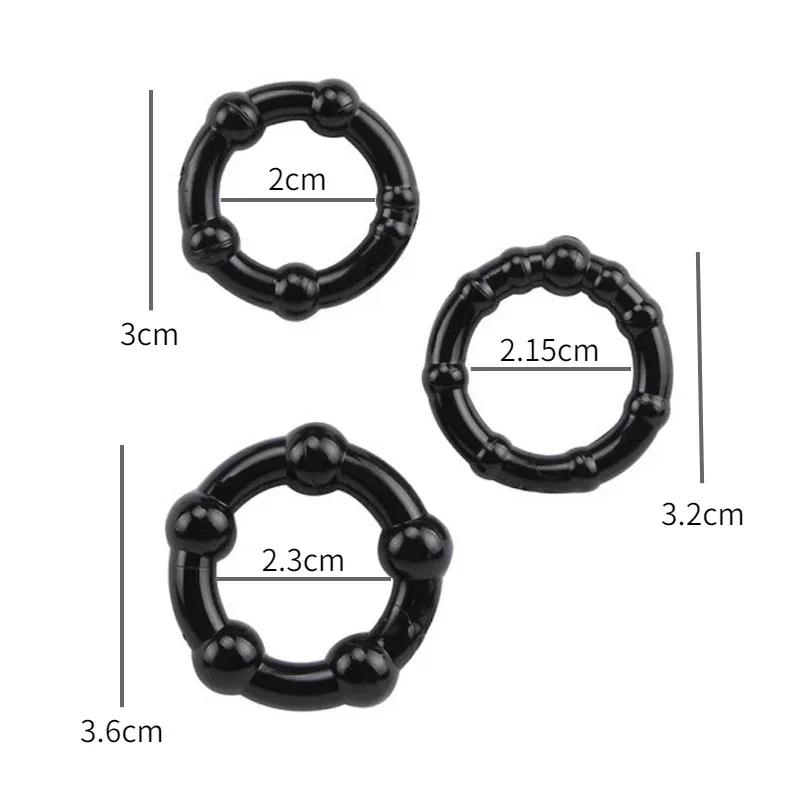 3pcs/set Penis Ring Enhance Dick Erection Delayed Ejaculation Cock Enlargement Lasting Semen Lock Ring Adult Sex Toys