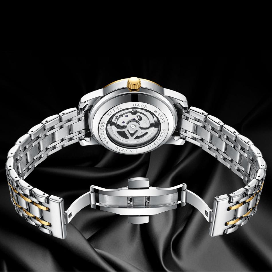 New TOP Brand Luxury Men's Watch With Box Men's Watch Hollow Flywheel Sun Moon Stars Waterproof Steel Band Automatic Men's Mechanical Watches