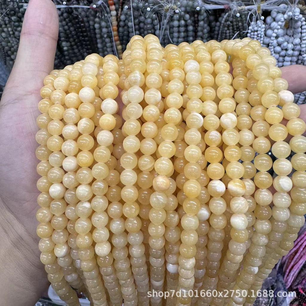 Natural Beige Jade Round Loose Beads - Popular DIY Jewelry Accessories