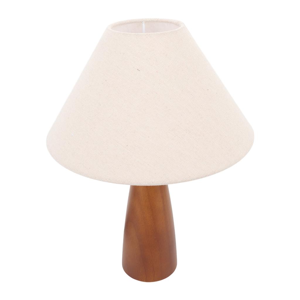LED Schreibtischlampe Vintage Dekorativer Leinenlampenschirm Holzrahmen Nachttisch-Leseleuchte für Schlafzimmer