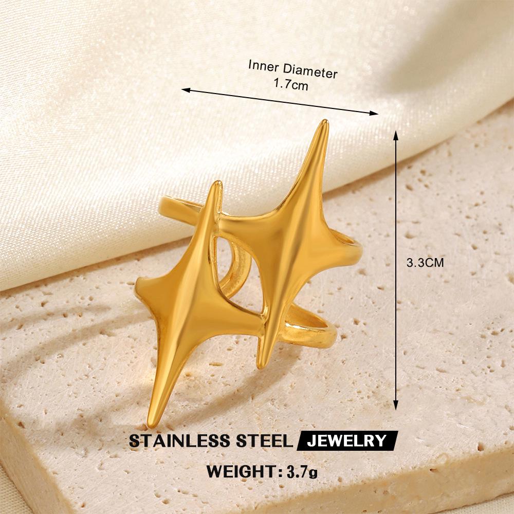 Stainless Steel Heart-Shaped Open Ring for Women - European & American Hip-Hop Style
