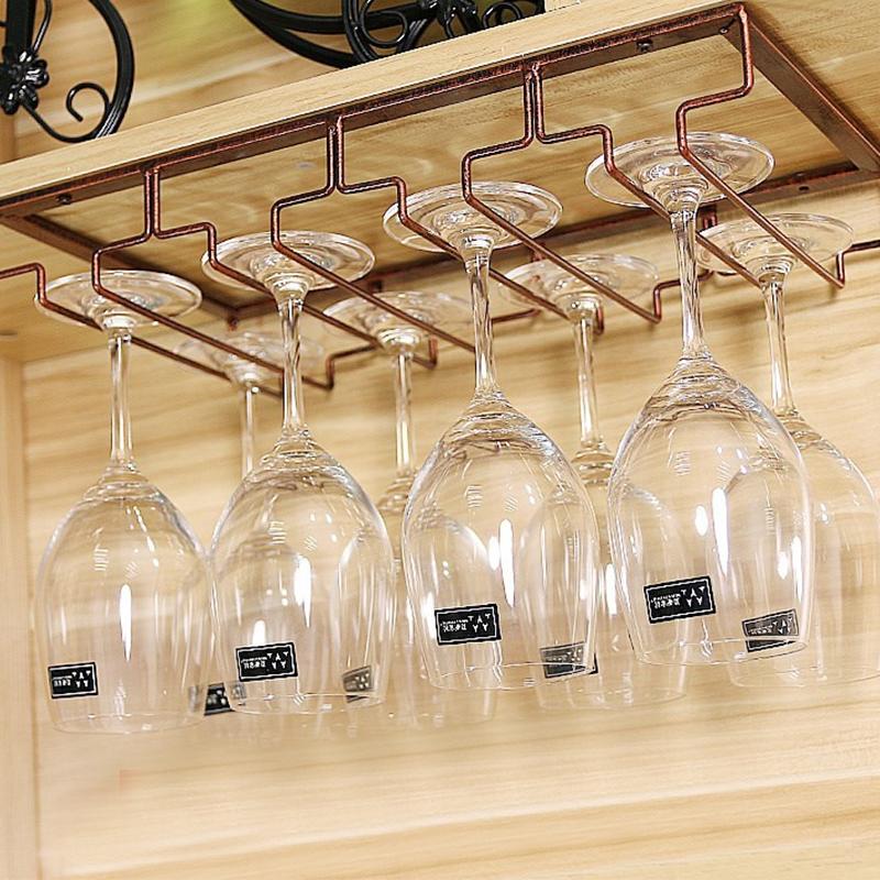 Portabicchieri Da Vino Sotto Mobile In Metallo Nero - Porta Calici Fino A 8 Bicchieri Per Cucina E Bar