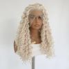Platinum Blonde Curly Wig 13x4 Long Deep Curly Synthetic Lace Front Wigs for Women Glueless Heat Resistant Fiber Daily Cosplay