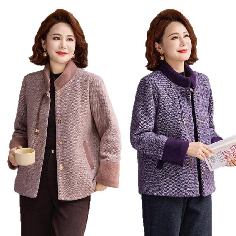 Mom, piled and thickened mink jacket, cotton-padded coat, new medium and old fashion warm woolen women's top women's