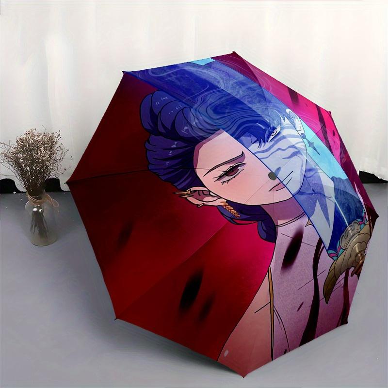 KPop Demon X Automatic Opening and Closing Folding Umbrella with 8-rib Frame and Compact Travel Design, Perfect for All Occasions | Stylish