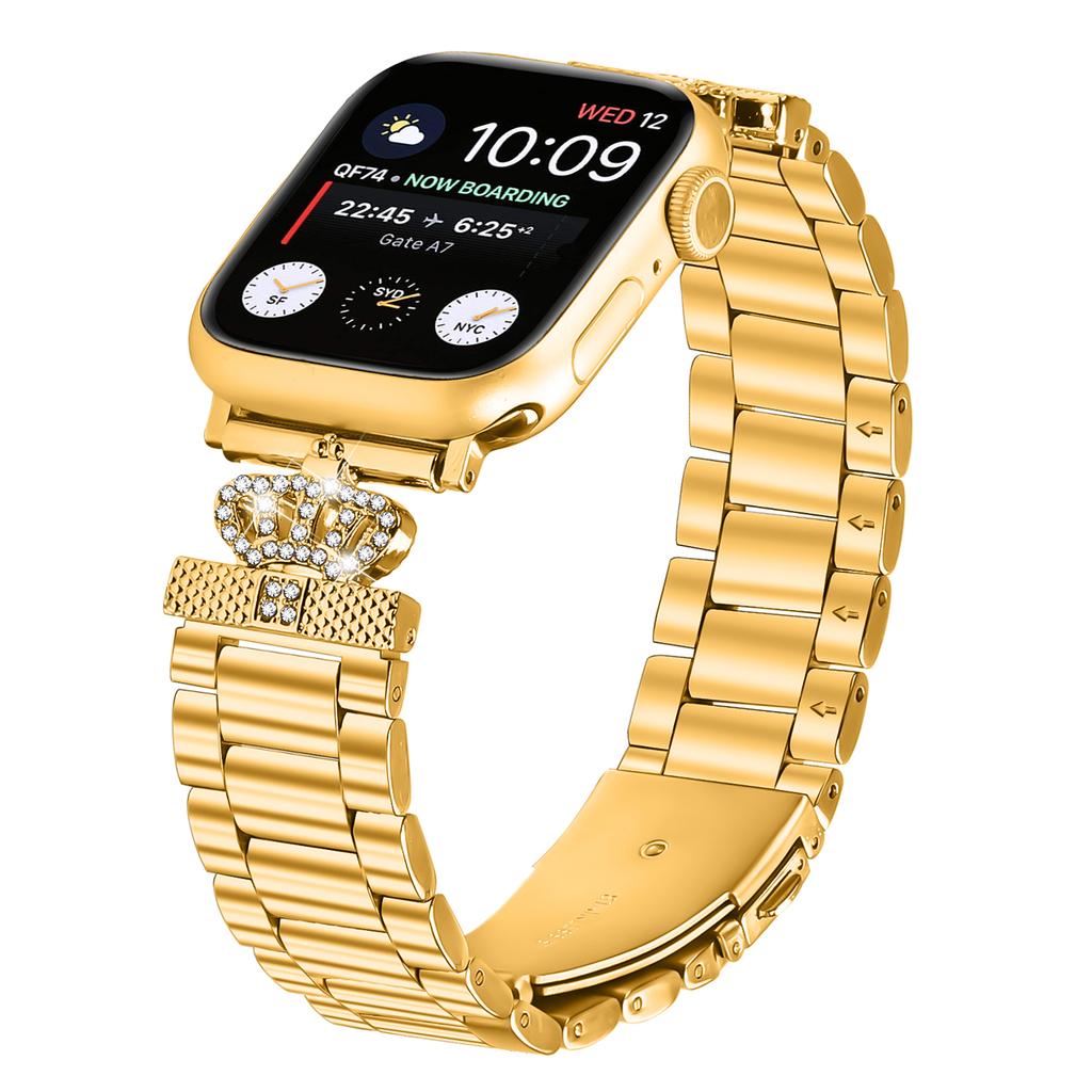 Stainless Steel Strap for Apple Watch Ultra 3 2 1 49mm/Series 11 10 46mm/9 8 7 45mm/SE3 SE2 SE 6 5 4 44mm/3 2 1 42mm Crown Shape Watch Band