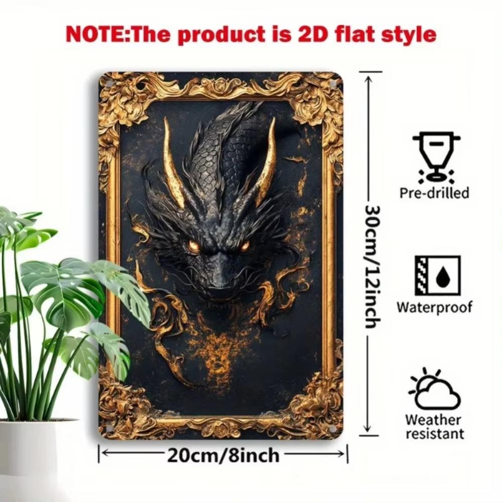 Dragon Metal Wall Art Fantasy Decor Aluminum Panel 7.9x11.8 Inch