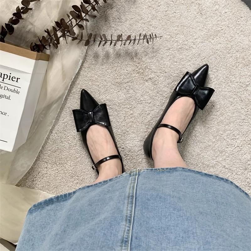 

Fashion Flat Shoes for Women Spring and Autumn New Mary Jane Shoes Black Bow Flat Pointed Toe Plus Size 42 43 44 women shoes ladies 32 чёрный