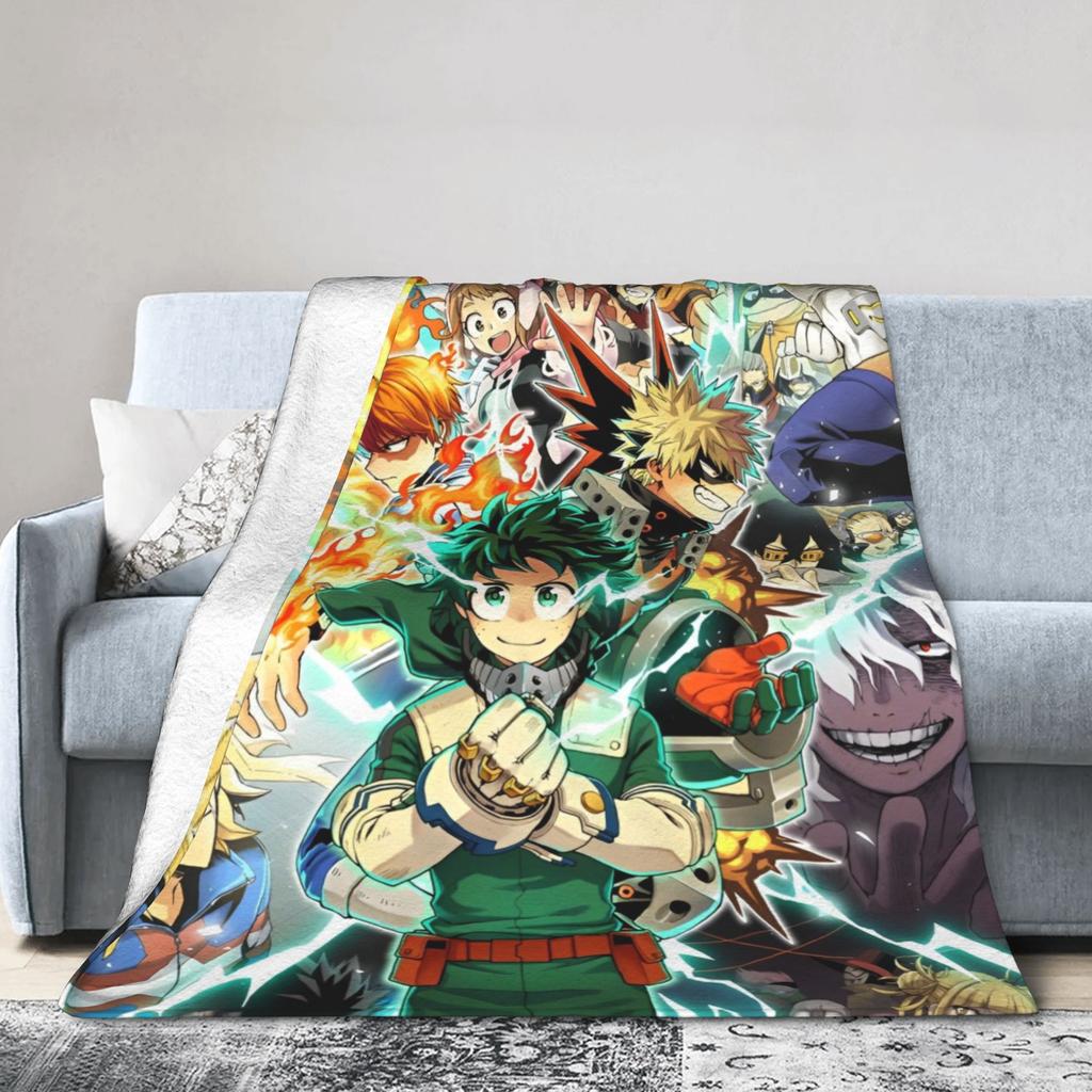 Izuku Midoriya Coral Fleece Plush Throw Blanket Academy Anime Manga Blanket for Home Bedroom Warm Bed Rug