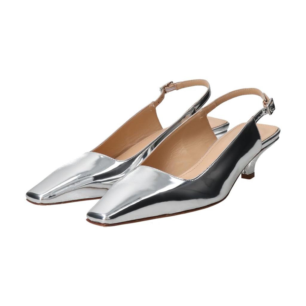 Pumps Slim Square Toe Back Band Pumps F41304 Silver cm [Fabiorsconi] Women's 22.5