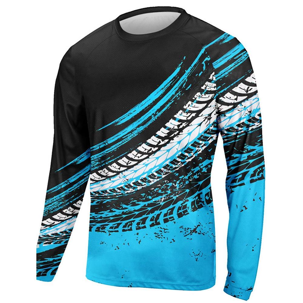 Spring and Autumn Round Neck 3D Colorful Pattern Printed Top Fashionable Casual Outdoor Cycling Long Sleeved Men's T-shirts