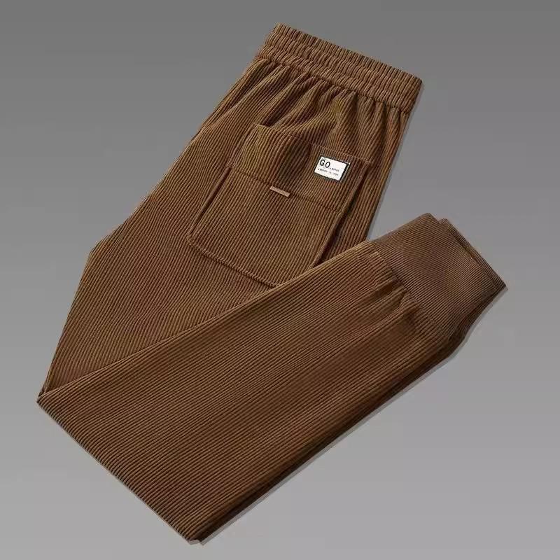 Men's Autumn Trend Corduroy & Velvet Tapered Pants - Versatile, Loose-Fit, Hong Kong Style Casual