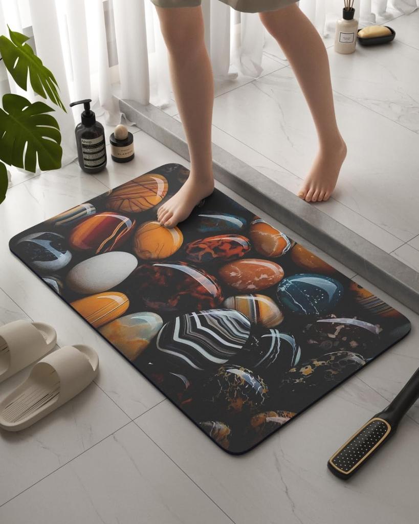 Water Absorbent Mat for Bathroom Kitchen Floor Door Entrance Anti Slip Floor Foot Anti Skid Bathroom Shower Mat (Design 12)