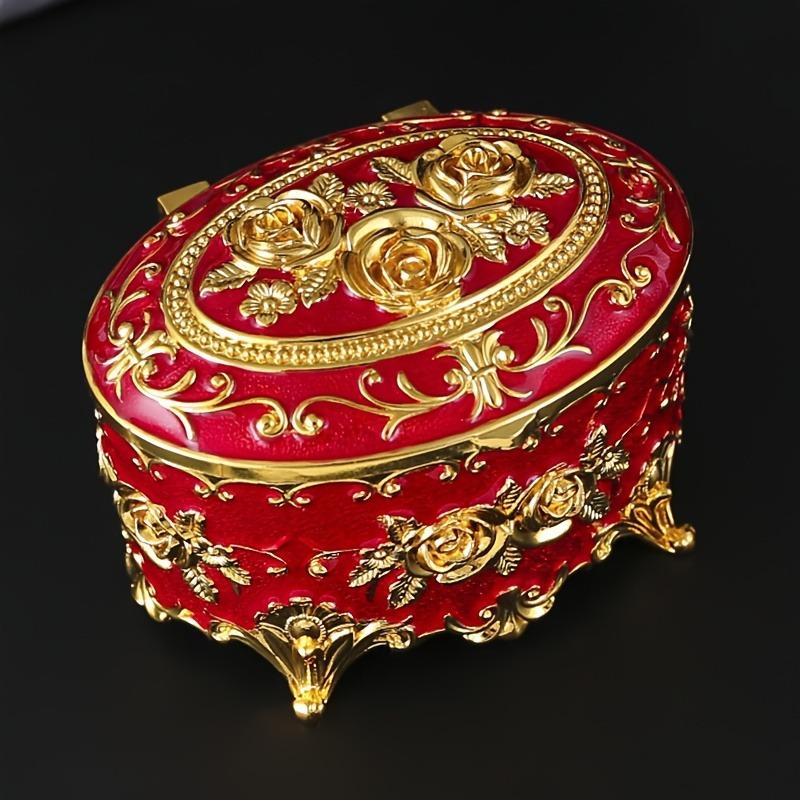 Rosenblumen Schmuckschatulle Retro Heim Waschtisch Metall Aufbewahrungsbox Dekorative Schmuckschatulle für Ringe Ohrringe & Kleine Accessoires
