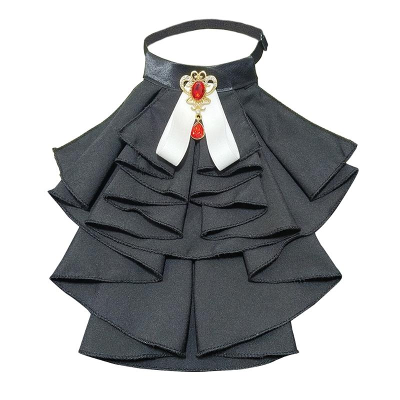 

Victorian Lace False Collar Detachable Collar with Layered Ruffle Design for Various Styling Formal and Casual Wear чорний